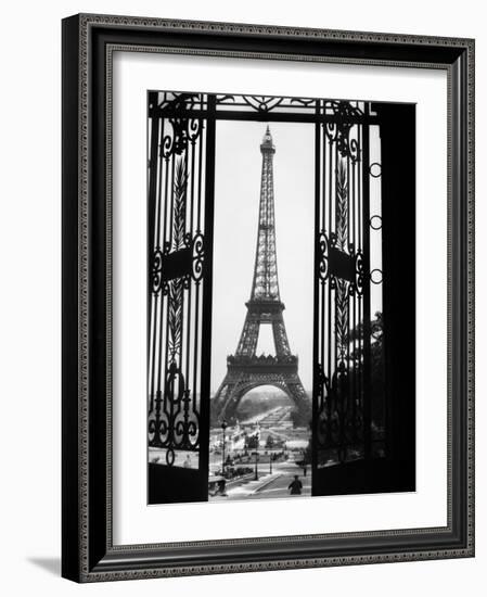 1920s Eiffel Tower Built 1889 Seen from Trocadero Wrought Iron Doors Paris,, France-null-Framed Photographic Print