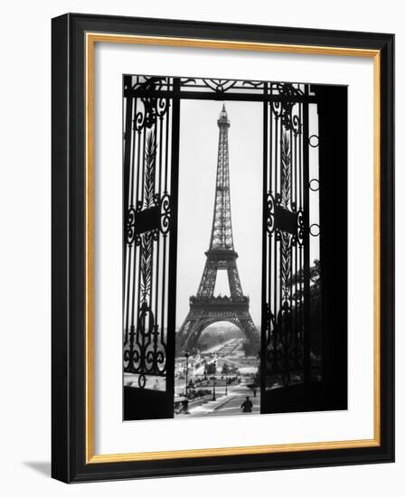 1920s Eiffel Tower Built 1889 Seen from Trocadero Wrought Iron Doors Paris,, France-null-Framed Photographic Print