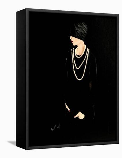 1920s Lady with Pearls-Susan Adams-Framed Premier Image Canvas