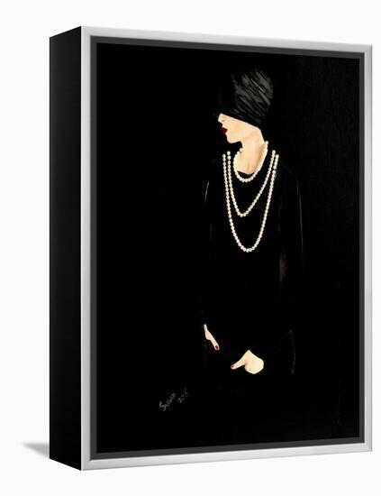 1920s Lady with Pearls-Susan Adams-Framed Premier Image Canvas