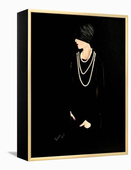 1920s Lady with Pearls-Susan Adams-Framed Premier Image Canvas