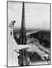 1920s Two Women Looking Out from Top of Notre Dame Cathedral Paris, France-null-Mounted Photographic Print