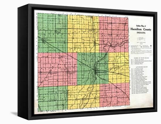 1922, Hamilton County Outline Map, Indiana, United States-null-Framed Premier Image Canvas