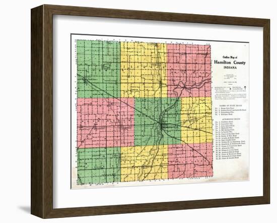 1922, Hamilton County Outline Map, Indiana, United States-null-Framed Giclee Print