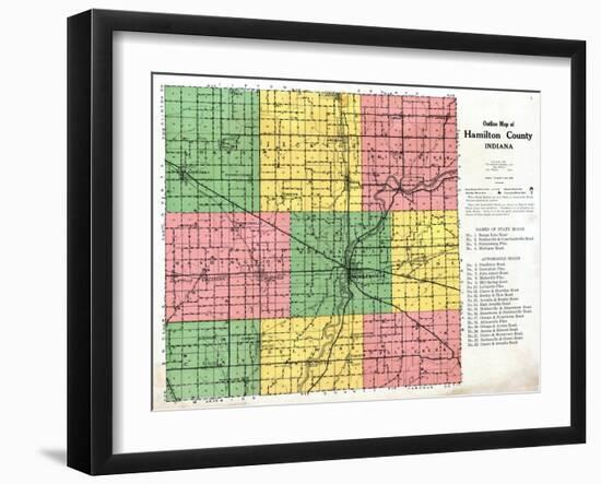 1922, Hamilton County Outline Map, Indiana, United States-null-Framed Giclee Print