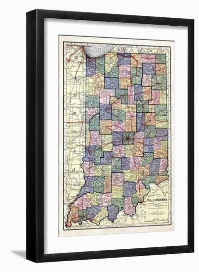 1922, Indiana State Map, Indiana, United States-null-Framed Giclee Print