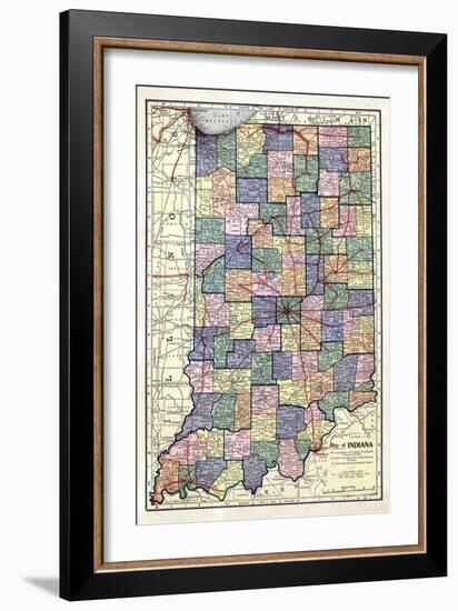 1922, Indiana State Map, Indiana, United States-null-Framed Giclee Print