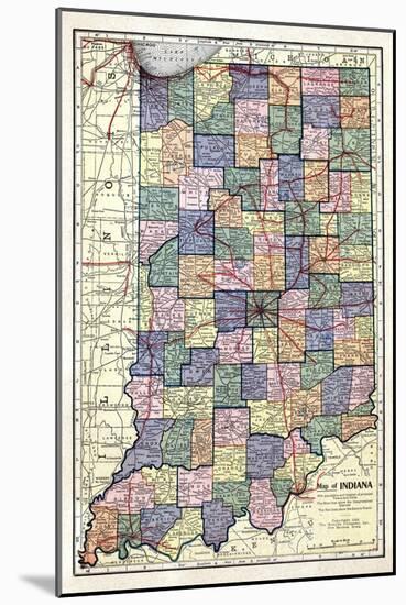 1922, Indiana State Map, Indiana, United States-null-Mounted Giclee Print