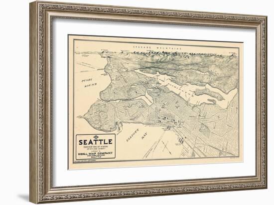 1925, Seattle Bird's Eye View, Washington, United States-null-Framed Giclee Print