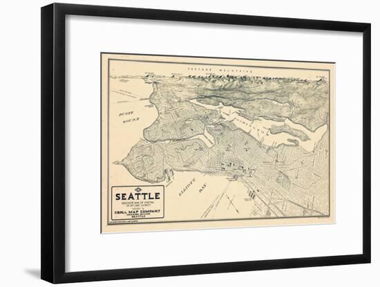 1925, Seattle Bird's Eye View, Washington, United States-null-Framed Giclee Print