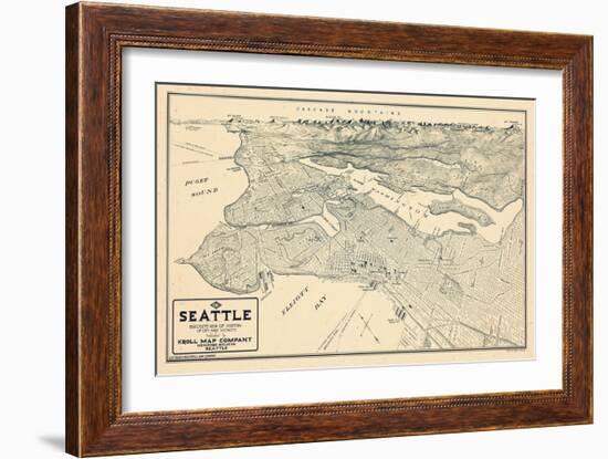 1925, Seattle Bird's Eye View, Washington, United States-null-Framed Giclee Print