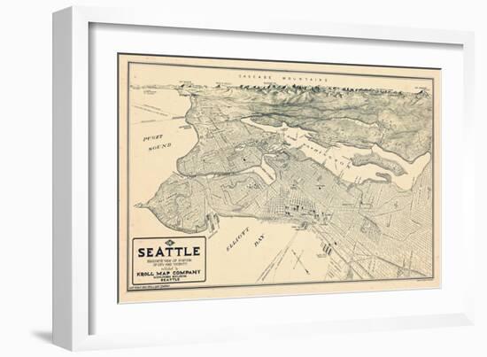 1925, Seattle Bird's Eye View, Washington, United States-null-Framed Giclee Print