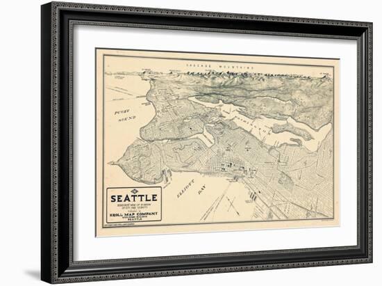 1925, Seattle Bird's Eye View, Washington, United States-null-Framed Giclee Print