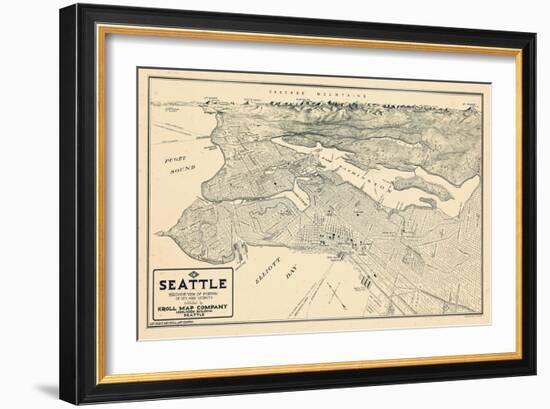 1925, Seattle Bird's Eye View, Washington, United States-null-Framed Giclee Print