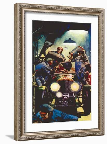 1928 4.5 Litre Bentley at Le Mans (Litho)-Peter Jackson-Framed Giclee Print