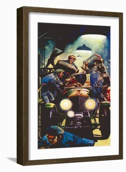 1928 4.5 Litre Bentley at Le Mans (Litho)-Peter Jackson-Framed Giclee Print