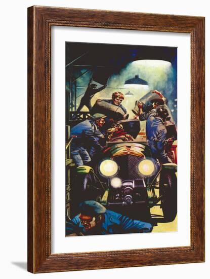 1928 4.5 Litre Bentley at Le Mans (Litho)-Peter Jackson-Framed Giclee Print