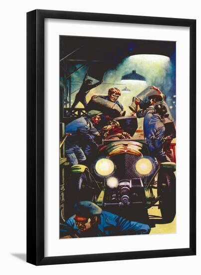 1928 4.5 Litre Bentley at Le Mans (Litho)-Peter Jackson-Framed Giclee Print