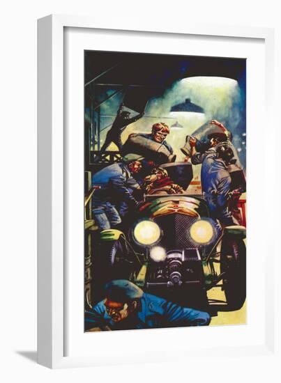 1928 4.5 Litre Bentley at Le Mans (Litho)-Peter Jackson-Framed Giclee Print