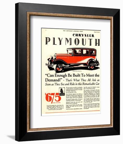 1928 Chrysler Plymouth Sedan-null-Framed Premium Giclee Print