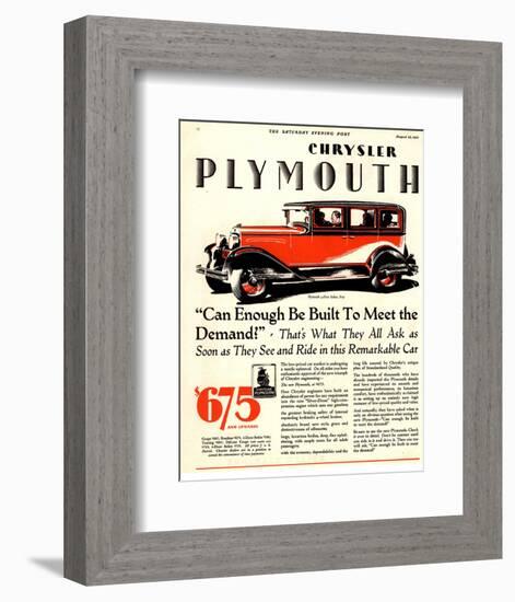 1928 Chrysler Plymouth Sedan-null-Framed Premium Giclee Print