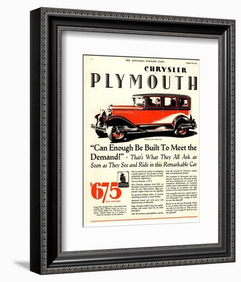 1928 Chrysler Plymouth Sedan-null-Framed Premium Giclee Print