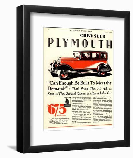 1928 Chrysler Plymouth Sedan-null-Framed Premium Giclee Print