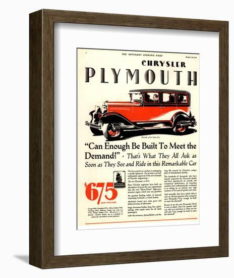 1928 Chrysler Plymouth Sedan-null-Framed Premium Giclee Print