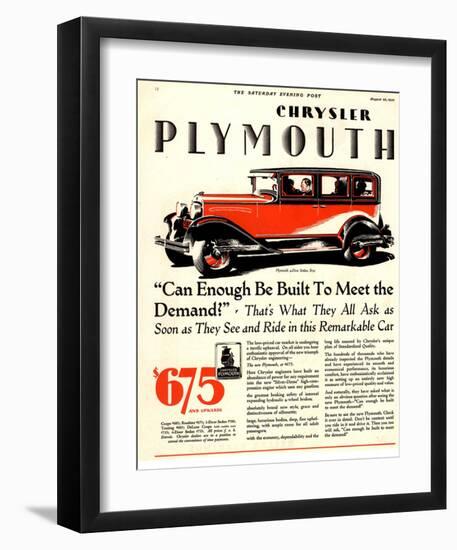 1928 Chrysler Plymouth Sedan-null-Framed Art Print