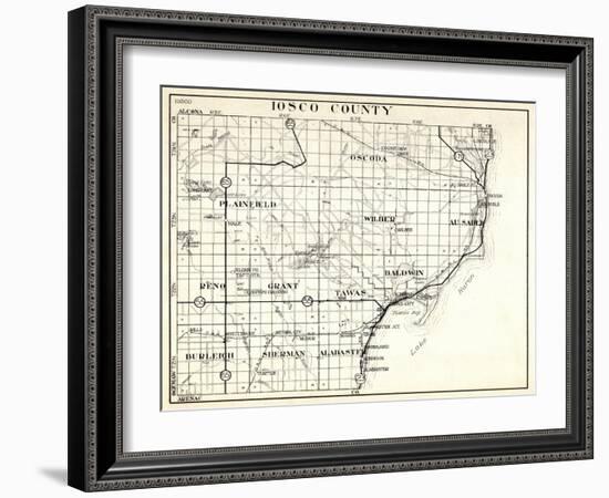 1930, Iosco County, Plainfield, Oscoda, Reno, Grant, Wilber, Au Sable, Burleigh, Sherman, Alabaster-null-Framed Giclee Print