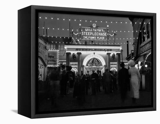 1930s-1940s Night Lights Amusement Park Brooklyn, NY-null-Framed Premier Image Canvas