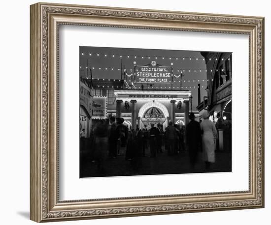 1930s-1940s Night Lights Amusement Park Brooklyn, NY-null-Framed Photographic Print