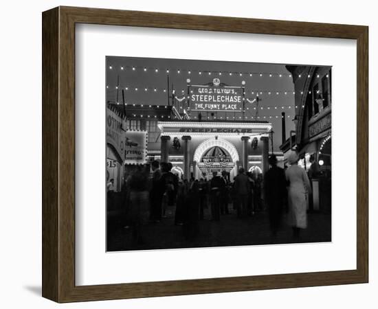 1930s-1940s Night Lights Amusement Park Brooklyn, NY-null-Framed Photographic Print