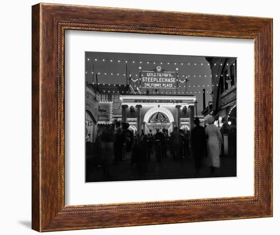 1930s-1940s Night Lights Amusement Park Brooklyn, NY-null-Framed Photographic Print