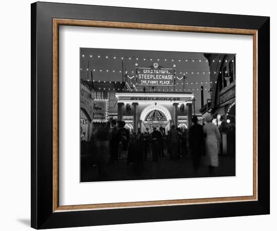 1930s-1940s Night Lights Amusement Park Brooklyn, NY-null-Framed Photographic Print