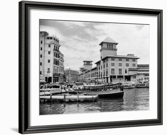 1930s-1940s Passenger Ferry at Waterfront Dock Havana Cuba-null-Framed Photographic Print