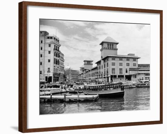 1930s-1940s Passenger Ferry at Waterfront Dock Havana Cuba-null-Framed Photographic Print