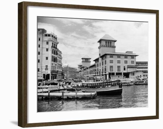 1930s-1940s Passenger Ferry at Waterfront Dock Havana Cuba-null-Framed Photographic Print