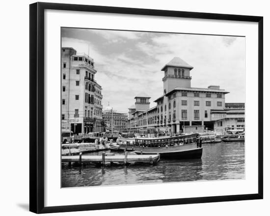 1930s-1940s Passenger Ferry at Waterfront Dock Havana Cuba-null-Framed Photographic Print