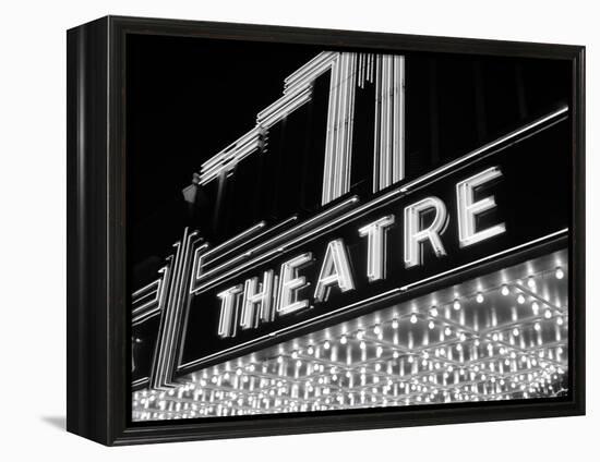 1930s-1940s Theater Marquee Theatre in Neon Lights-null-Framed Premier Image Canvas