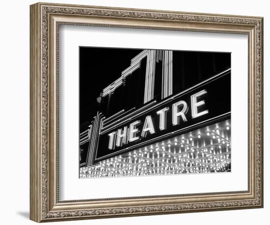 1930s-1940s Theater Marquee Theatre in Neon Lights-null-Framed Photographic Print