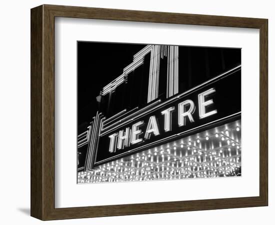 1930s-1940s Theater Marquee Theatre in Neon Lights-null-Framed Photographic Print