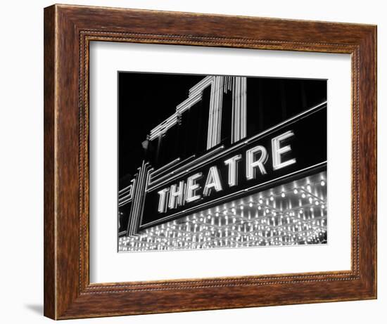 1930s-1940s Theater Marquee Theatre in Neon Lights-null-Framed Photographic Print