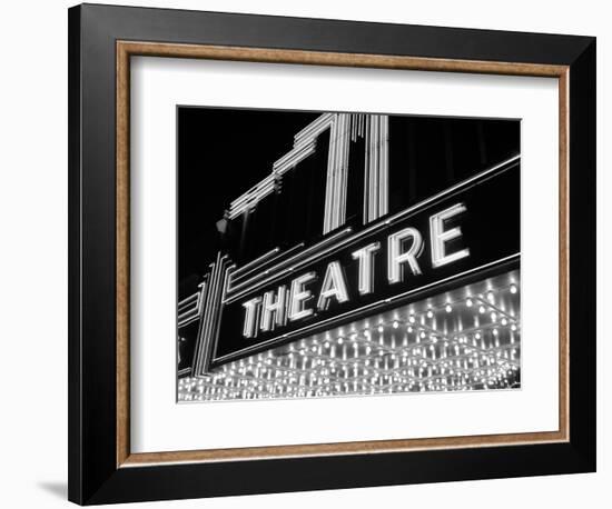 1930s-1940s Theater Marquee Theatre in Neon Lights-null-Framed Photographic Print