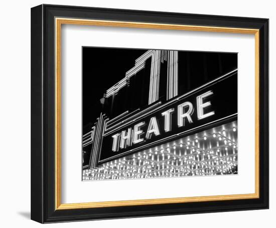 1930s-1940s Theater Marquee Theatre in Neon Lights-null-Framed Photographic Print