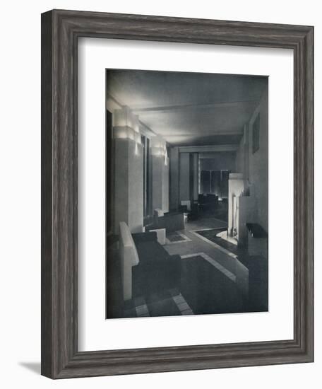 '1930s interior with contemporary lighting', 1930-Unknown-Framed Photographic Print