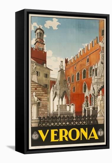 1930s Italian Travel Poster with Scaliger Tombs, Verona-null-Framed Premier Image Canvas