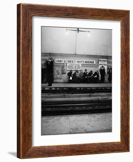 1930s Men and Women Waiting for Subway Train 149th Street Mott Avenue Bronx New York City-null-Framed Photographic Print