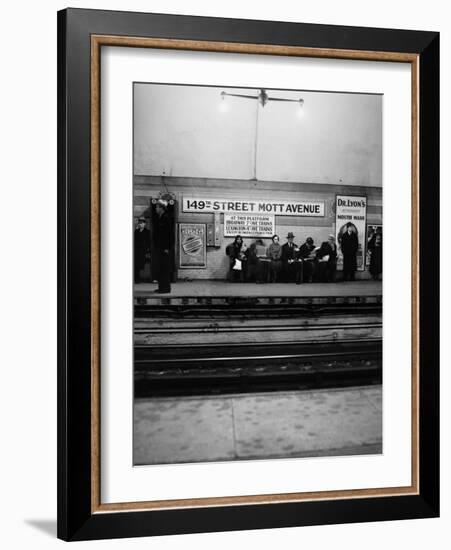 1930s Men and Women Waiting for Subway Train 149th Street Mott Avenue Bronx New York City-null-Framed Photographic Print