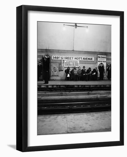 1930s Men and Women Waiting for Subway Train 149th Street Mott Avenue Bronx New York City-null-Framed Photographic Print